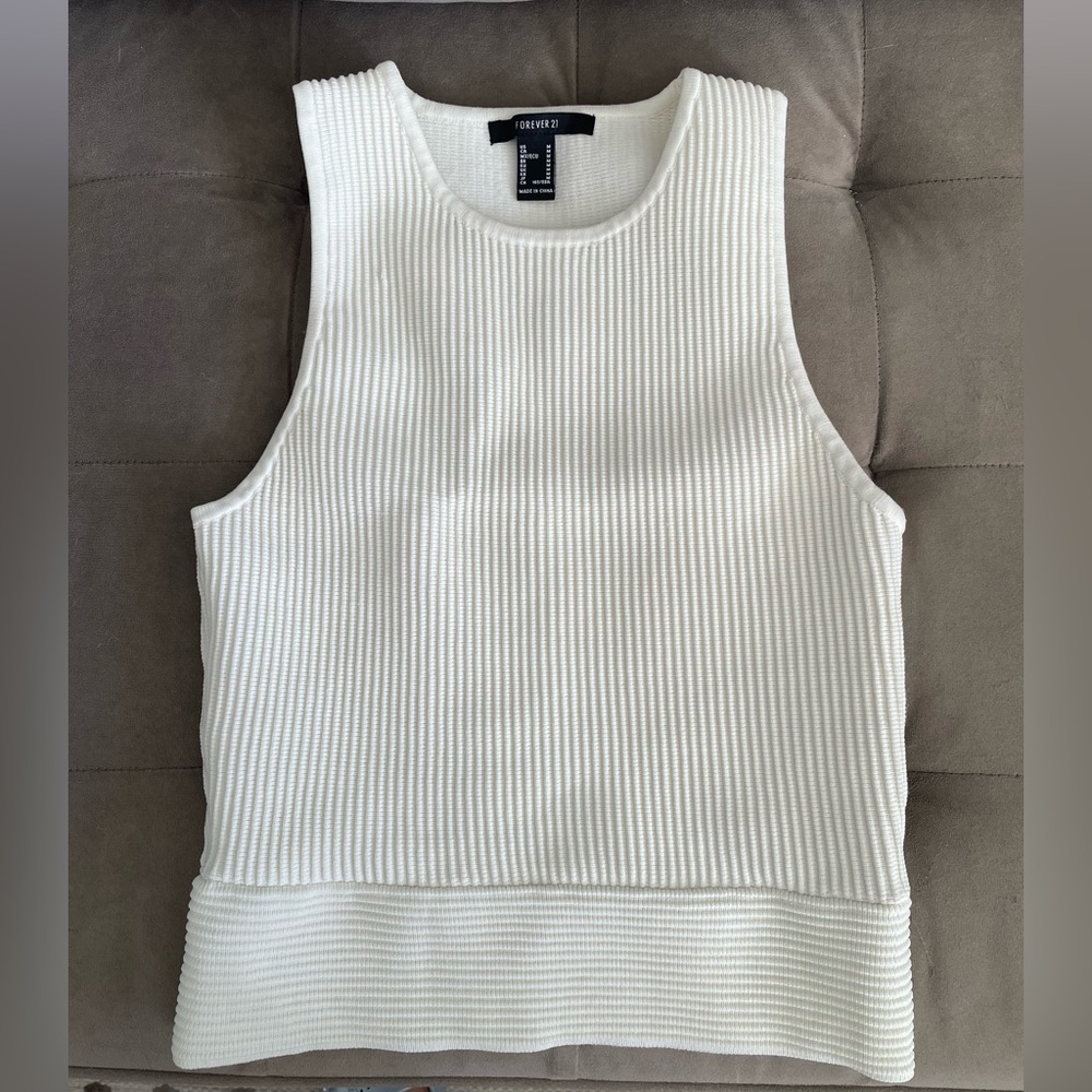 Forever 21 Cream Ribbed Tank Top